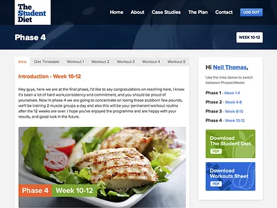 The Student Diet blue clean design diet fitness food web