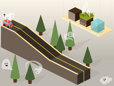 Isometric Interaction Design - Gamification Interface for Kids 3d asset car children cloud e learning education friction game ghost grass ice icon infographic interface isometric road simple surface tree