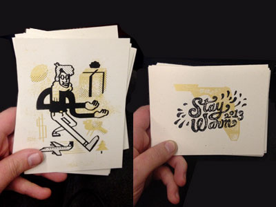 Christmas Cards card cartoon christmas christmas card illustration ink lettering metallic screen print screenprint type