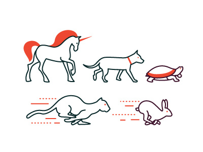 Animal Icons bunny cheetah dog fast mongrel puma rabbit slow turtle unicorn