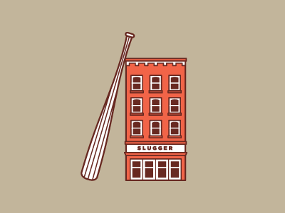 Slugger Museum baseball bat building flat icon illustration kentucky landmark louisville museum slugger vector