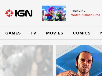 IGN.com Reimagined black gaming gray ign proxima nova red