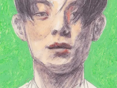 close up man pen portrait