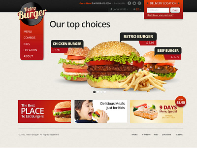 Burgershop Concept burger place burger shop food ui web design website