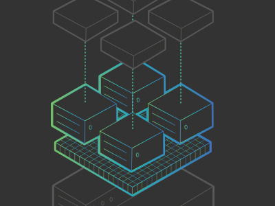 Virtualization dark gradient isometric servers virtualization