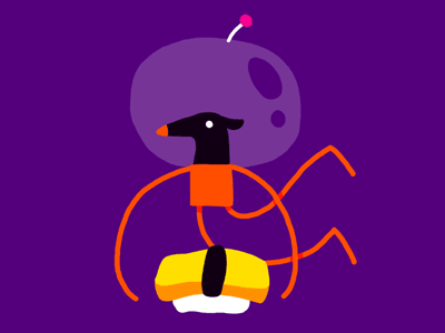 GIF: Sushi astro dog dog astronaut food frame by frame gif japan spin sushi