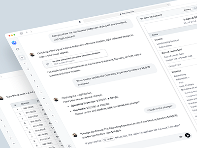 Oode Chat AI - Income Statement & Invoice accounting ai bookkeeper bookkeeping branding chat ai chat ui client support data design e commerce financial income statement oode scheduling search transaction ui ux view invoice web app