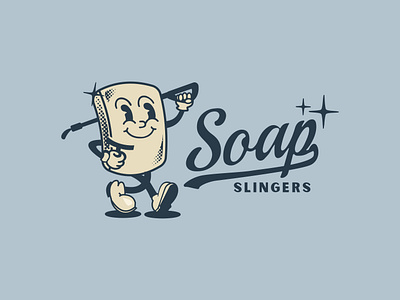 Soap Slingers Logo badge design cleaning logo graphic design logo retro retro logo soap soap design soap logo vintage vintage logo window cleaning logo window logo