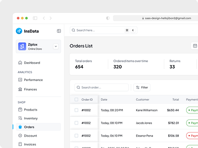 Sales management - Order list dashboard design e commerce dashboard list order order list order list page order page saas sales analytics bussiness sales management web sales tracking ui ui design user interface design ux design web design webapp webapplication