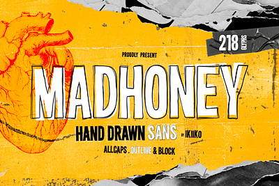 Madhoney - Hand Drawn Sans 90s 90s font doodle grotty grunge grunge font hand drawn hand drawn font handwritten hipster hype movie font movie poster rough font street street font trendy font youth