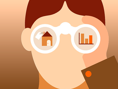 Real Estate Vision Illustration analysis art art design artist artwork brown creative creative art creativity design glasses illustrated illustration insparation investment market analysis minimalistic design orange real estate warm colors