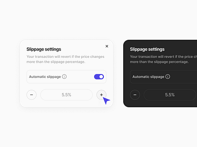 Slippage Settings ✨🪄 blockchain crypto dark theme defi fintech design light and dark mode light theme minimalism saas web3 design