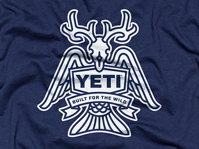 YETI Apparel Flying Elkfish adventure apparel design fishing linework masculine one color outdoor skull tee wings yeti