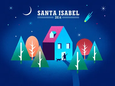 Santa Isabel comet forest house moon night sky stars tree