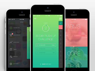 Fitness App UI app exercise fitness flat gradient ios lifestyle sports swipe ui workout
