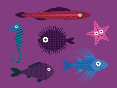 Ocean fish illustration ocean sea horse sea life vector