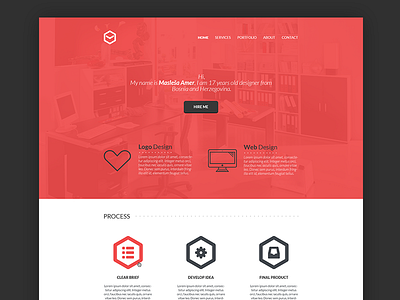 Personal Site clean design hex hexagonal logo personal red site ui web website