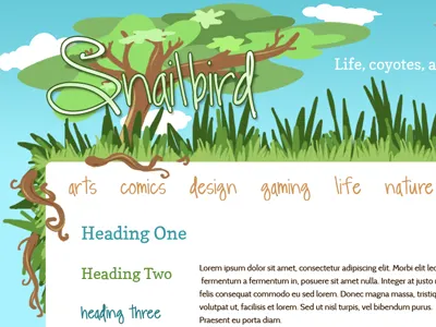 Snailbird Redesign blog colorful design green illustration nature trees vectors