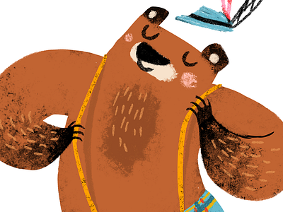 Dancing Bear bear blue brown dance hat illustration