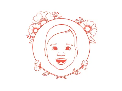 Aria's 1st Birthday baby birthday flowers illustration invitation