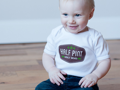 Half Pint screen print bodysuit baby beer clothing home brew illustration onesie retail screen print