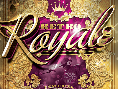 Retro Royal Club Flyer Template club disco flyer frame party pink sparkle template