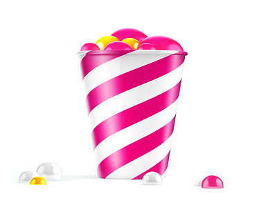 Cup With Bubbles 3d bubbles can cup food fun gold pink render stripes tasty yellow