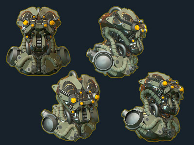 Mech Helmet Render 3d conceptart design head helmet marmoset mech military render zbrush