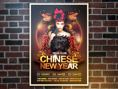 Chinese New Year Flyer chinese chinese new year event flyer poster print spring festival