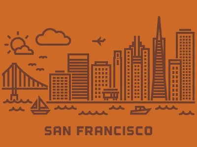 San Francisco Office Location drawing dwolla flat illustration line san francisco sf simple