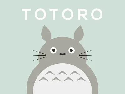 TOTORO flat ghibli illustration miyazaki my neighbor totoro studio ghibli totoro vector となりのトトロ