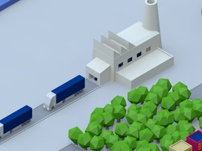 Factory for animation 3d c4d cinema4d explainer video factory low poly model truck