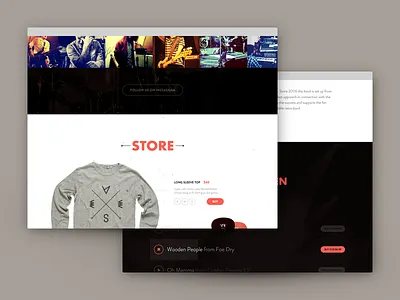 Sneak peek of band website band ecommerce flat homepage landing page music web site