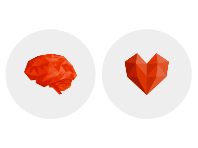 the head and the heart 3d brain geometric heart icon illustration sarah thomas
