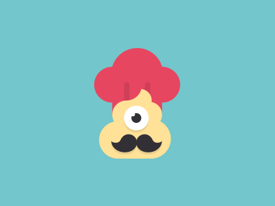 Chef Logo Character blue branding character chef eye fun logo mustache pink