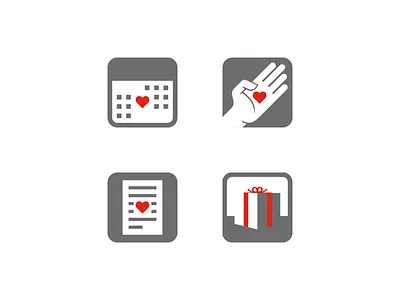 Cancer Rehab Icons donate gift give hand heart icons monthly pro bono