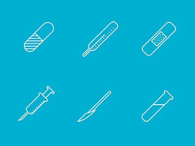 Medical Icon Set icon knife medical patch pill syringe test tube thermometer
