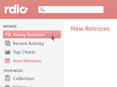 rdio feminine pink rdio user interface