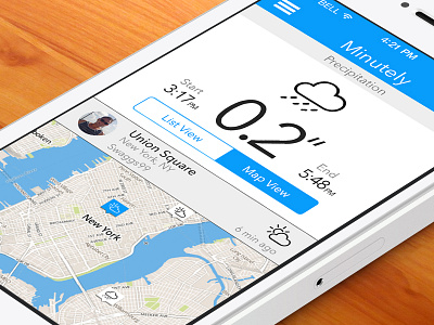 Minutely Precipitation app design mobile ui ux