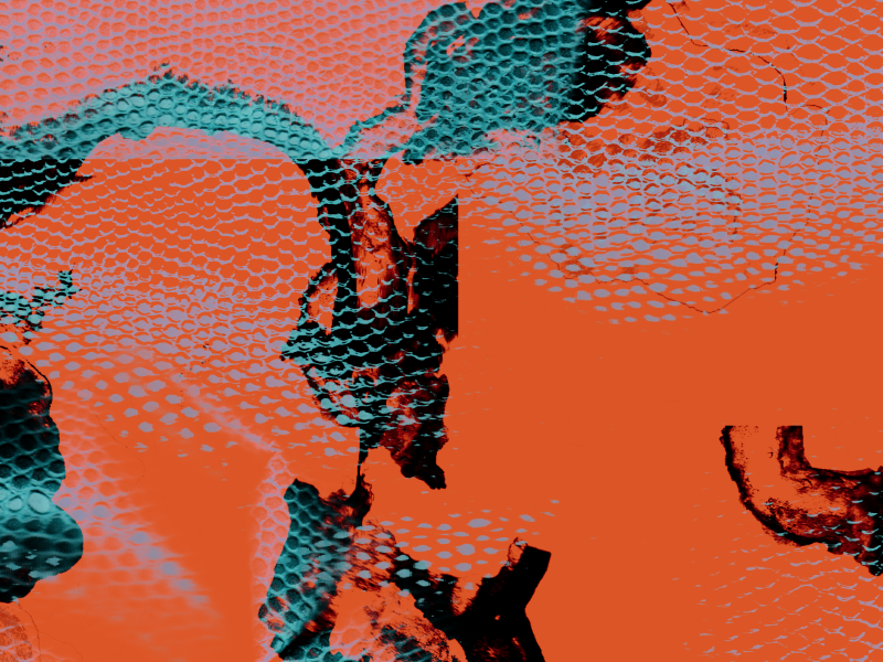 What do you see? abstract fashion orange pattern teal textile texture