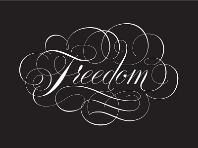 Let Freedom Ring black copperplate cursive doyaldyoung flourish freedom handlettering lettering mlk script white