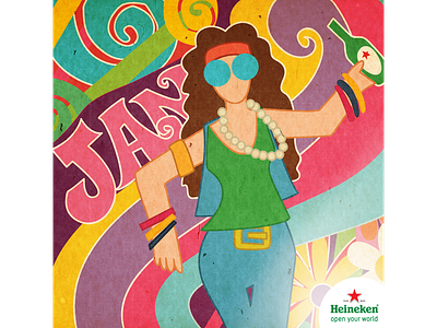 Janis heineken illustration janis joplin music psychedelic rock