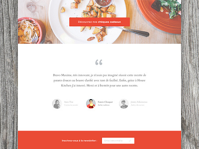 About page clean colorful cook design flat food kitchen quote red testimonials web webdesign