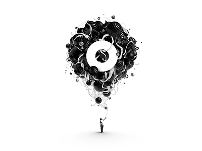 Olle 3d abstract balloon digital art illustration mixed olle pen ploch poster