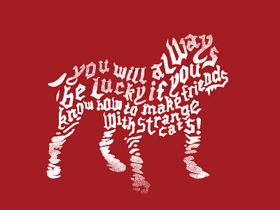 Strange Cats dog drawn hand illustration lettering