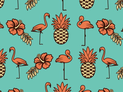 Paradise flamingo floral flower hawaii pattern pineapple summer vibes