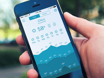 Weather Shades Handheld app blue ios ios 7 iphone iphone 5c minimal weather