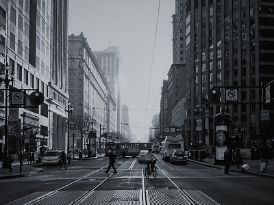 Market Street black and white iphone photo photography san francisco