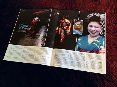 Kansai Time Out Spread: Maiko graphic design magazine print spread