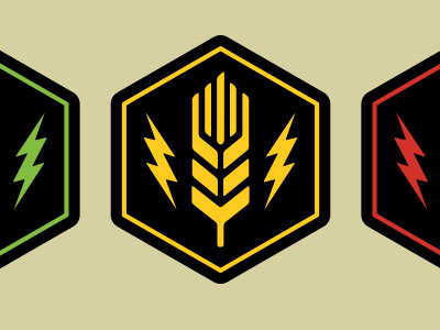 Fort Collins Startup Week Icons barley beer electricity hexagon hops innovation lightning wheat